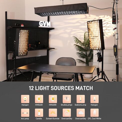 GVM Flexible LED Light Panel with Bluetooth Control, 200W Photography Light with Zipper Splicable, 2700K-6800K, Ultra-Thin 12"x36" Video Light with Softbox for Studio, Film, Vlog, Photography in Kuwait
