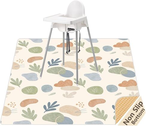 Splat Mat for Under High Chair, Waterproof Washable High Chair Floor Mat | 51"×51" Reusable Splash Mat, Non-slip Backing, Wipeable Floor Protector and Food Mat for Baby Meals, BLW, Crafts, Play in Kuwait