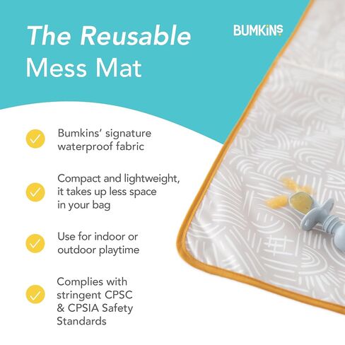 Bumkins Baby Splat Mat for Under High Chair, Babies Toddlers Eating Mess Mat, Waterproof Reusable Cloth for Arts and Crafts, Playtime Mat for Kids, Floors or Tables, Fabric 42inx42in, Desert Boho in Kuwait