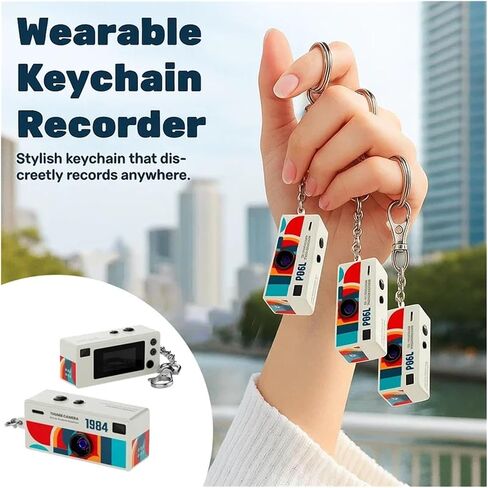 0.96" TFT Retro CCD Keychain Mini Camera | 1080P Wide Angle Mini Keychain Cam Student Birthday Gift(Blue) in Kuwait