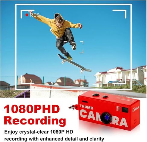 0.96" TFT Retro CCD Keychain Mini Camera | 1080P Wide Angle Mini Keychain Cam Student Birthday Gift(Blue) in Kuwait