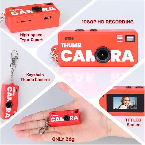 0.96in Flip Lens Retro CCD Mini Digital Camera | 1080P Pocket Retro Mini CCD Cam Travel Sports Vlog Gift(Add 32G TF,White) in Kuwait