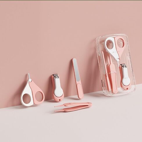 Baby Nail Trimmer, 4-in-1 Baby Nail Clippers Kit,Nail File & Tweezers, Baby Manicure Kit for Newborn, Infant & Toddler, Mothers Day Gifts (Pink) in Kuwait