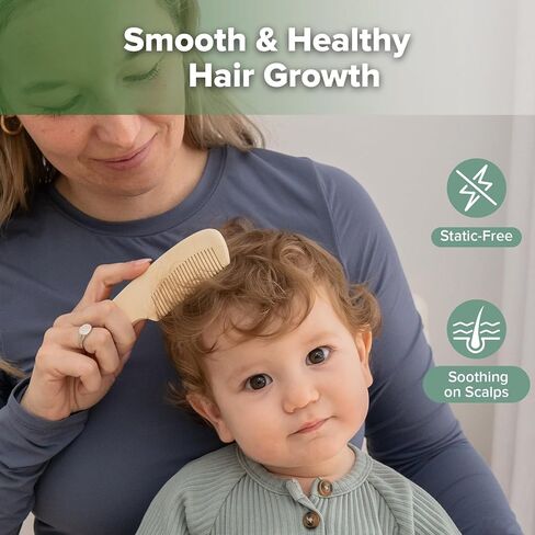 haakaa Baby Hair Brush and Comb Set for Newborns & Toddlers - Natural Soft Wool Bristles and Wooden Handle, Gently Grooms Baby's Hair, Ideal for Cradle Cap, Perfect Baby Gift, 2pk | Natural Soft Wool Bristle Baby Brush and Comb Set Gently Massages Scalp a in Kuwait