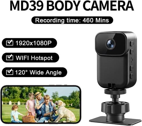 YNMEE MD39 1080P Pocket Thumb Mini Body Camera Built-in WiFi Hotspot Portable Sports DV Camcorder for Law Enforcement Recording in Kuwait