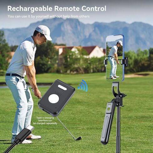 62" Golf Tripod & Monopod, Magnetic Phone Holder with Remote, Black | Adjustable Aluminum Alloy Selfie Stick with w/Spike Stake Mount, Record Golf Swing & Training Aid, for All Phone Camera GoPro in Kuwait