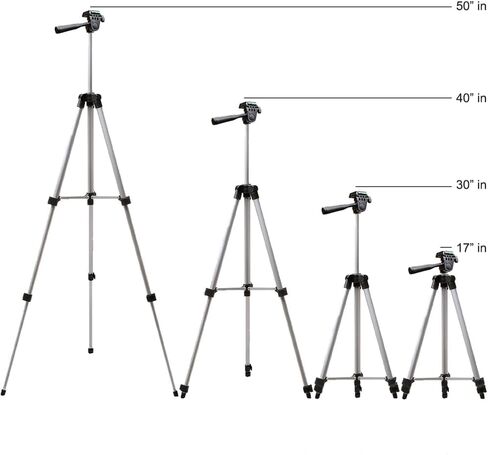 Lightweight 50 Inch Camera Tripod with 3-Way Pan & Tilt Head – Aluminum DSLR Tripod Stand with Quick Release Plate for Photography & Video in Kuwait