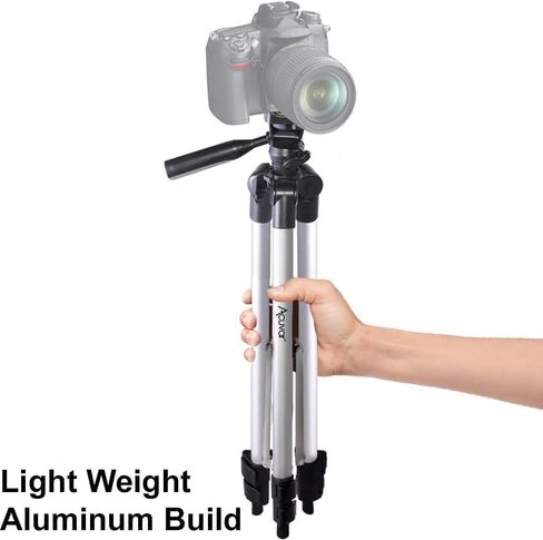 Lightweight 50 Inch Camera Tripod with 3-Way Pan & Tilt Head – Aluminum DSLR Tripod Stand with Quick Release Plate for Photography & Video in Kuwait