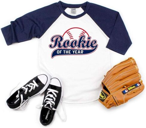 Rookie of The Year First Birthday Baby Boy Custom T-Shirt One Year Old Toddler Baseball Theme Kids Tees Personalized Shirt in Kuwait