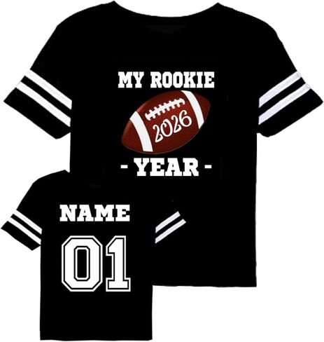 First Birthday Football one Year Old Baby Toddler Personalized Jersey Styled Tshirt Options, ONE, 1st Birthday Designs, Touchdown 1, My Rookie Year, The Big one, Mom Dad... Black in Kuwait