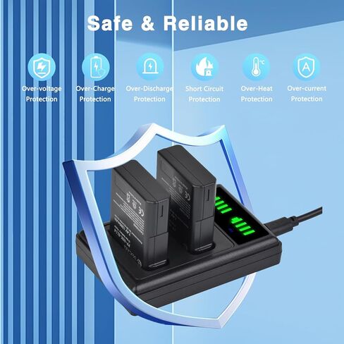 Pickle Power EN-EL14 EN-EL14a Battery 2 Pack and LED Dual Charger for Nikon D5600 D5300 D5600 D5100 D5200 D5500 D3100 D3200 D3300 D3400 D3500 Coolpix P7000 P7100 P7700 P7800 in Kuwait