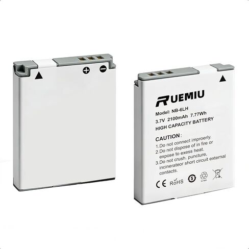 2-Pack Upgraded 2100mAh NB-6L NB-6LH Battery for Canon | Compatible with PowerShot SX530 HS, SX610 HS, SD1300 is, SX700 HS, SD1200 is, SX540 HS, SX710 HS, S95, SX510 HS, and More in Kuwait