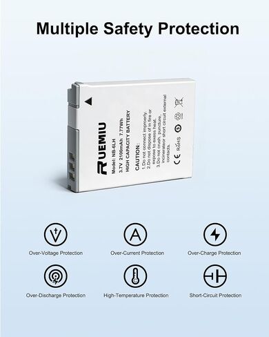 2-Pack Upgraded 2100mAh NB-6L NB-6LH Battery for Canon | Compatible with PowerShot SX530 HS, SX610 HS, SD1300 is, SX700 HS, SD1200 is, SX540 HS, SX710 HS, S95, SX510 HS, and More in Kuwait