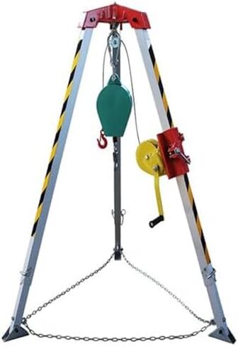 Emergency Tripod-Emergency Rescue Tripod - Heavy-Duty Confined Space Rescue Equipment & Fall Protection Kit for Reliable Safety Lifting in Rescue Operations，（1200lbs Winch） in Kuwait