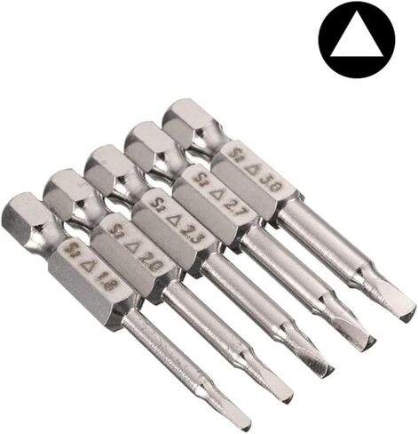 5 Pieces Magnetic Triangle Screwdriver Bits Set, 1/4 Inch Hex 1.8/2.0/2.3/2.7/3.0 Triangle Screwdriver Bits S2 Steel Triangle Drill, 50 mm Length in Kuwait