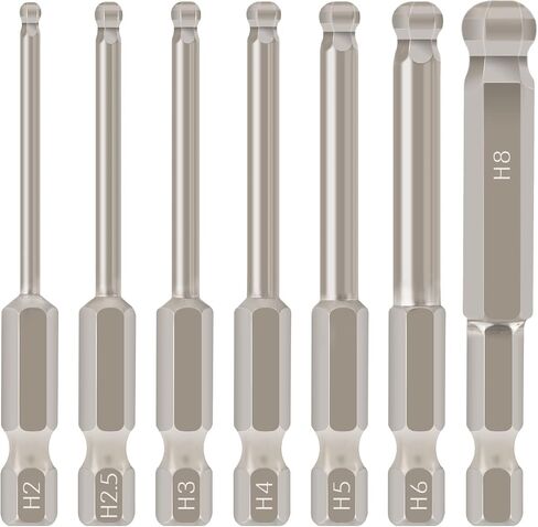 7pcs Metric Ball End Hex Screwdriver Bit Set Magnetic Ball Head Allen bits 2MM 2.5MM 3MM 4MM 5MM 6MM 8MM 1/4 Inch Hex Shank 65MM Length in Kuwait