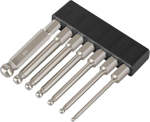 7pcs Metric Ball End Hex Screwdriver Bit Set Magnetic Ball Head Allen bits 2MM 2.5MM 3MM 4MM 5MM 6MM 8MM 1/4 Inch Hex Shank 65MM Length in Kuwait