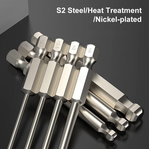 7pcs Metric Ball End Hex Screwdriver Bit Set Magnetic Ball Head Allen bits 2MM 2.5MM 3MM 4MM 5MM 6MM 8MM 1/4 Inch Hex Shank 65MM Length in Kuwait