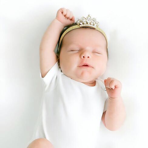 2PCS Baby Girls Crown Headbands Rhinestone Tiara Elastic Hair Accessories For Infants Newborn Toddler Kids Photo Props Gifts in Saudi Arabia