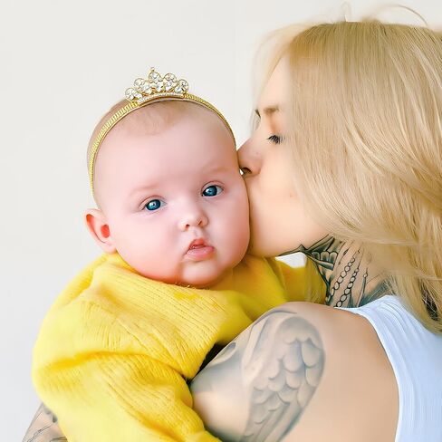 2PCS Baby Girls Crown Headbands Rhinestone Tiara Elastic Hair Accessories For Infants Newborn Toddler Kids Photo Props Gifts in Saudi Arabia