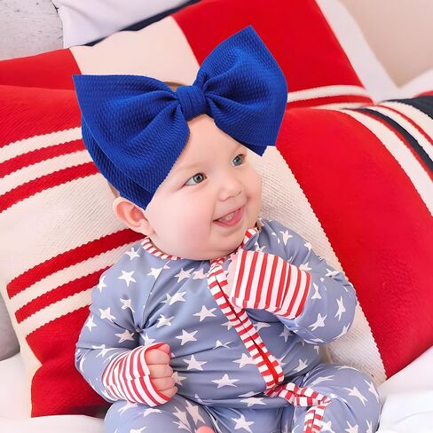 YanJie 7'' 2pcs Baby Girl Headbands 4th of July Independence Day Hair Bands for Kids Toddlers Infants Newborns Girl Outfits in Kuwait