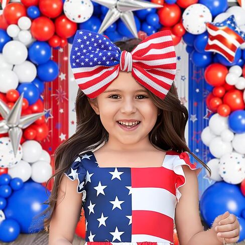 YanJie 7'' 2pcs Baby Girl Headbands 4th of July Independence Day Hair Bands for Kids Toddlers Infants Newborns Girl Outfits in Kuwait