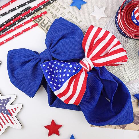 YanJie 7'' 2pcs Baby Girl Headbands 4th of July Independence Day Hair Bands for Kids Toddlers Infants Newborns Girl Outfits in Kuwait
