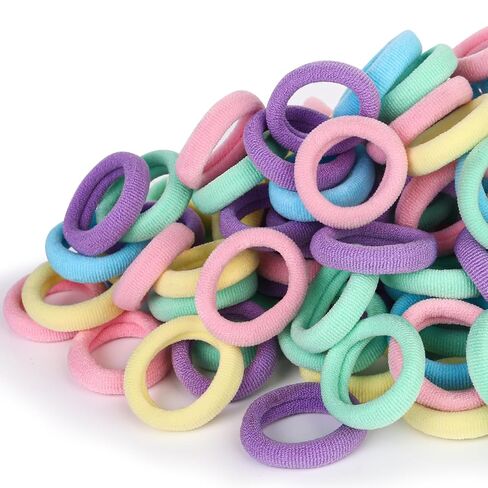 Kids Hair Ties for Toddler Girls, Cotton Baby hair Bands, Mini Hair Ponytail Holders No Damage, 1 Inch Diameter, 5 Colors in Kuwait