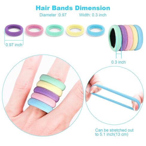 Kids Hair Ties for Toddler Girls, Cotton Baby hair Bands, Mini Hair Ponytail Holders No Damage, 1 Inch Diameter, 5 Colors in Kuwait
