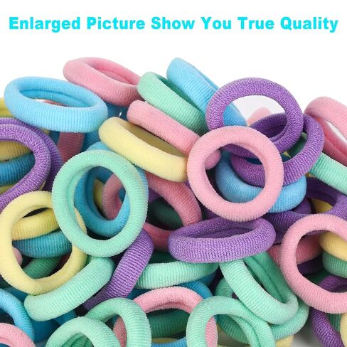 Kids Hair Ties for Toddler Girls, Cotton Baby hair Bands, Mini Hair Ponytail Holders No Damage, 1 Inch Diameter, 5 Colors in Kuwait