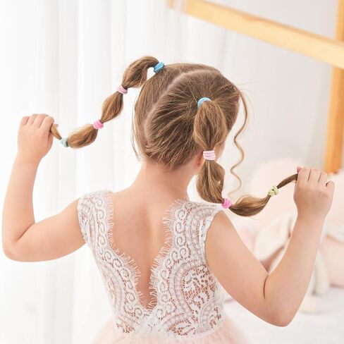 Kids Hair Ties for Toddler Girls, Cotton Baby hair Bands, Mini Hair Ponytail Holders No Damage, 1 Inch Diameter, 5 Colors in Kuwait