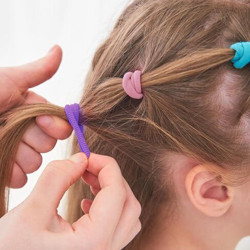 Kids Hair Ties for Toddler Girls, Cotton Baby hair Bands, Mini Hair Ponytail Holders No Damage, 1 Inch Diameter, 5 Colors in Kuwait