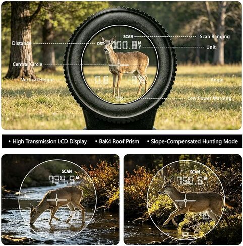 Laser Rangefinder Binoculars 10x42 Hunting Golf Black | 1968-yard long range, 0.15s fast laser measurement, ±0.5m accuracy, IP65 waterproof, HD optics for outdoor adventures in Kuwait