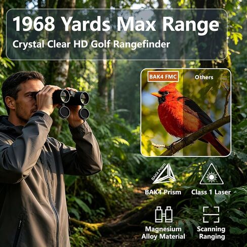 Laser Rangefinder Binoculars 10x42 Hunting Golf Black | 1968-yard long range, 0.15s fast laser measurement, ±0.5m accuracy, IP65 waterproof, HD optics for outdoor adventures in Kuwait