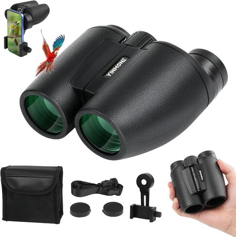 2026 New HD Small 12X30 Compact Binoculars with Phone Adapter BAK4 Prism FMC Lens, High Powered Small Lightweight Binoculars for Kids&Adults Bird Watching,Outdoor,Wildlife,Sports,Travel-Black in Kuwait