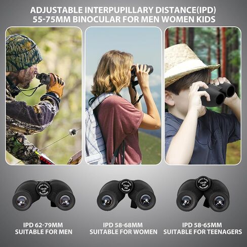 2026 New HD Small 12X30 Compact Binoculars with Phone Adapter BAK4 Prism FMC Lens, High Powered Small Lightweight Binoculars for Kids&Adults Bird Watching,Outdoor,Wildlife,Sports,Travel-Black in Kuwait