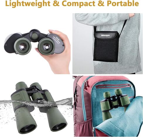 High Power Binoculars for Adults/Kids - HD, High Magnification - Versatile 20x50 Waterproof Compact Binoculars (Green) in Kuwait