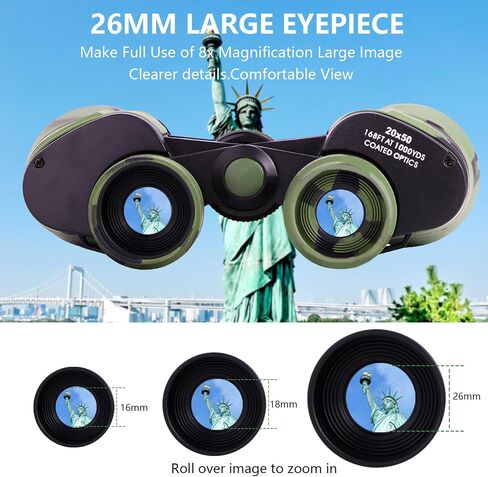 High Power Binoculars for Adults/Kids - HD, High Magnification - Versatile 20x50 Waterproof Compact Binoculars (Green) in Kuwait