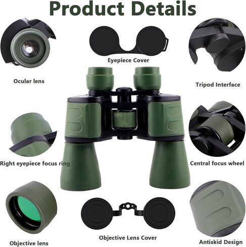 High Power Binoculars for Adults/Kids - HD, High Magnification - Versatile 20x50 Waterproof Compact Binoculars (Green) in Kuwait