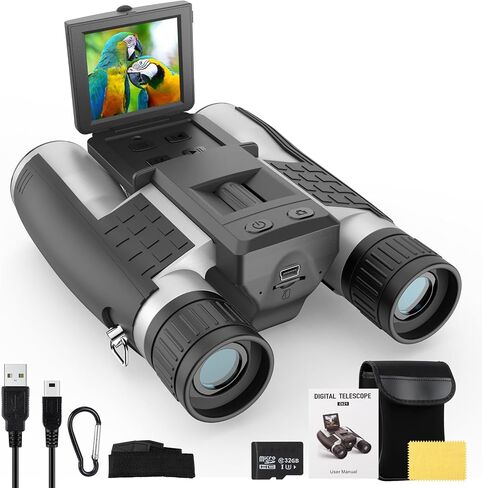 ZZSTAR 2 in 1 Digital Binoculars with Camera, Large View, 2" LCD Display & Recording, Binoculars for Adults High Powered, Low Light Night Vision Binoculars for Bird Watching/Hunting/Sporting/Travel in Kuwait