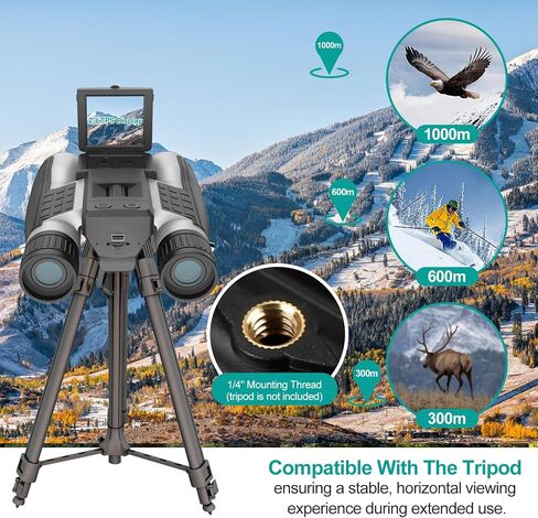 ZZSTAR 2 in 1 Digital Binoculars with Camera, Large View, 2" LCD Display & Recording, Binoculars for Adults High Powered, Low Light Night Vision Binoculars for Bird Watching/Hunting/Sporting/Travel in Kuwait