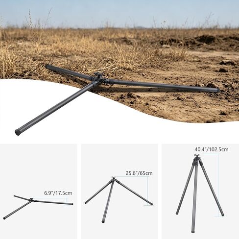 Carbon Fiber Hunting Tripod, 71" Inverted Shooting Tripod with 52mm Lever Ball Head, 66lbs Load Capacity, 2-Section Thick Bottom Leg Tube, for Hunting Shooting Camera Telescope-MK402R in Kuwait