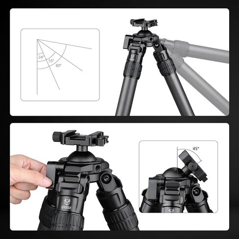 Carbon Fiber Hunting Tripod, 71" Inverted Shooting Tripod with 52mm Lever Ball Head, 66lbs Load Capacity, 2-Section Thick Bottom Leg Tube, for Hunting Shooting Camera Telescope-MK402R in Kuwait