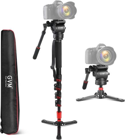 GVM Tripod for Camera 74.8" Tall Camera Tripod Monopod, Professional Heavy Duty Compact Camera Stand for Phone Adjustable Multi-Angle Shot for Video Recording DSLR, Spotting Scope Telescope Binocular in Kuwait