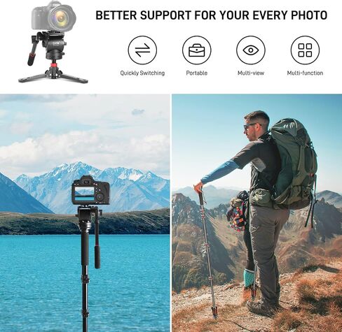 GVM Tripod for Camera 74.8" Tall Camera Tripod Monopod, Professional Heavy Duty Compact Camera Stand for Phone Adjustable Multi-Angle Shot for Video Recording DSLR, Spotting Scope Telescope Binocular in Kuwait