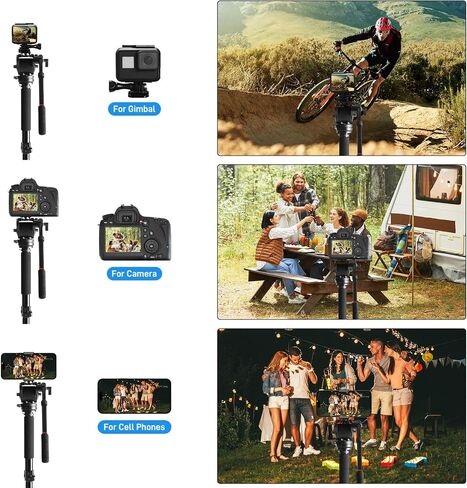 GVM Tripod for Camera 74.8" Tall Camera Tripod Monopod, Professional Heavy Duty Compact Camera Stand for Phone Adjustable Multi-Angle Shot for Video Recording DSLR, Spotting Scope Telescope Binocular in Kuwait