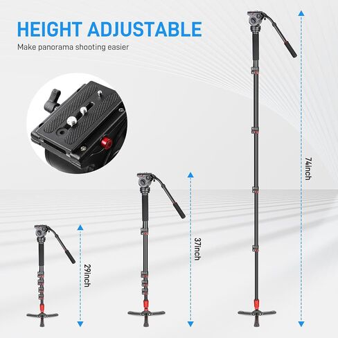 GVM Tripod for Camera 74.8" Tall Camera Tripod Monopod, Professional Heavy Duty Compact Camera Stand for Phone Adjustable Multi-Angle Shot for Video Recording DSLR, Spotting Scope Telescope Binocular in Kuwait