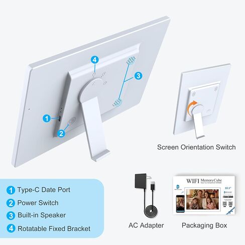 10.1 Inch WiFi Digital Picture Frame, HD IPS Touch Screen Smart Digital Photo Frame with Auto-Rotate, Multi-User Remote Share Photos,Ideal Gift for Family Grandparents Christmas Birthday in Kuwait