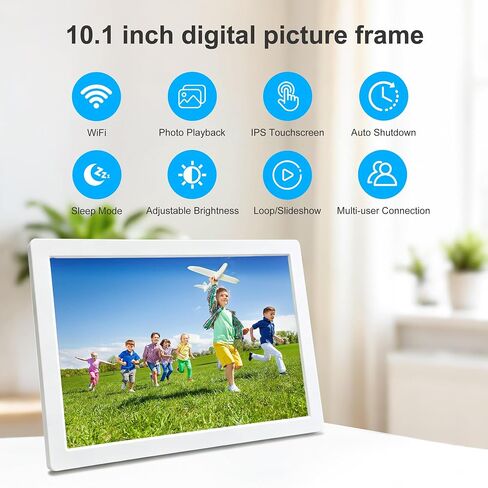 10.1 Inch WiFi Digital Picture Frame, HD IPS Touch Screen Smart Digital Photo Frame with Auto-Rotate, Multi-User Remote Share Photos,Ideal Gift for Family Grandparents Christmas Birthday in Kuwait