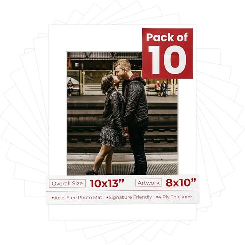 White Mat Board for 10x13 Frames - Fits 8x10 Photos - 10 Mats in Kuwait